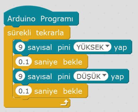 1B-Kodlar 0.1 saniye aralıklarla yanıp sönen 1 Led